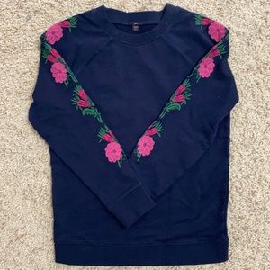 J Crew Sweatshirt w/ Embroidered Sleeves